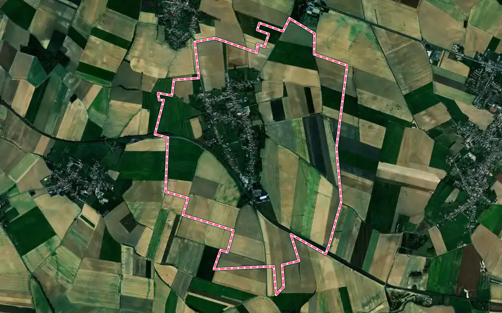 Vue satellite de Cattenières avec ses contours administratifs