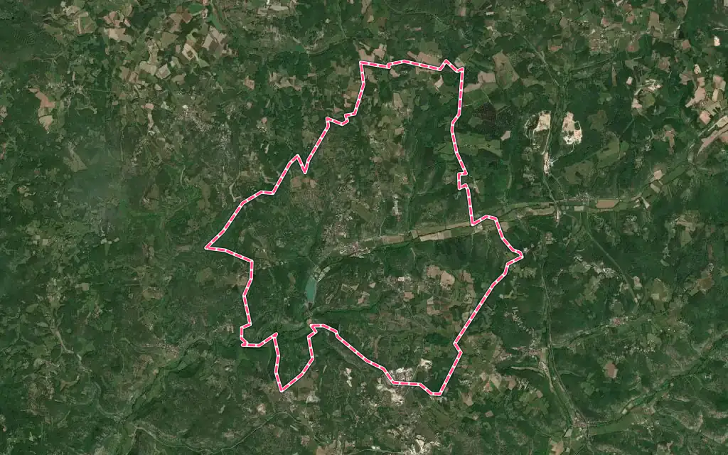 Vue satellite de Catus avec ses contours administratifs