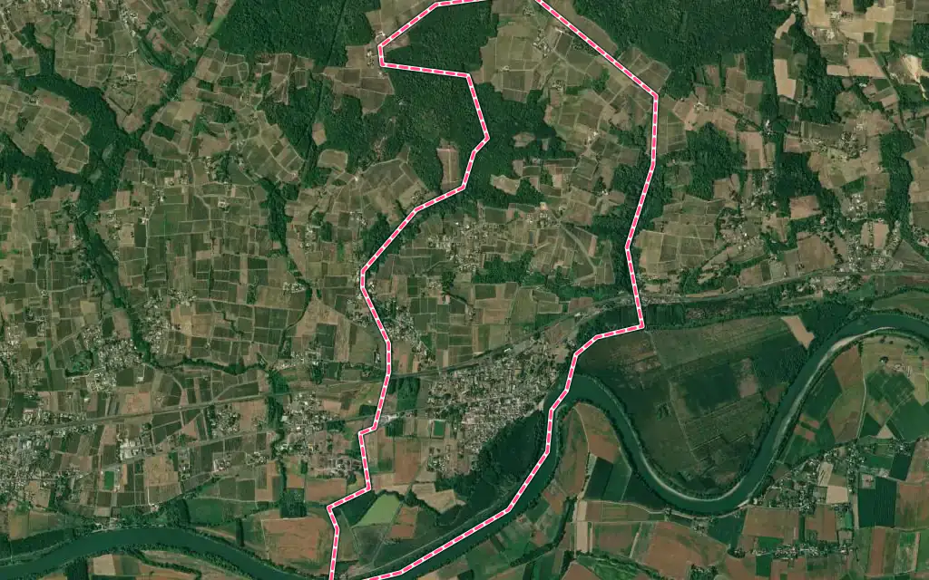 Vue satellite de Caudrot avec ses contours administratifs