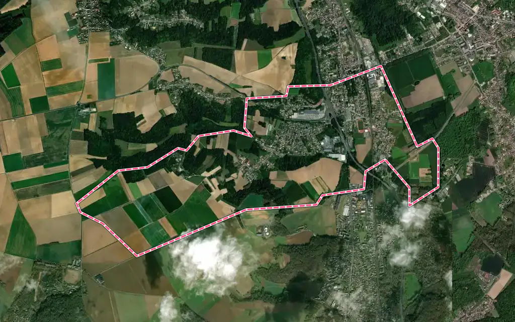 Vue satellite de Cauffry avec ses contours administratifs