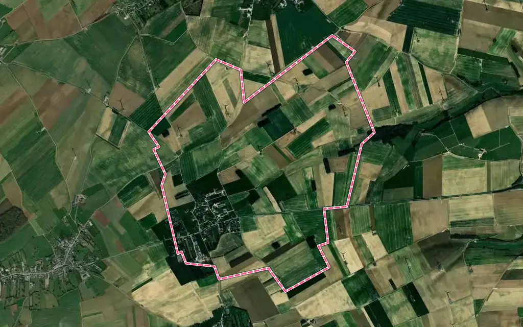 Vue satellite de Caulières avec ses contours administratifs