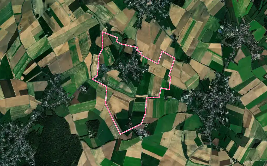 Vue satellite de Caullery avec ses contours administratifs