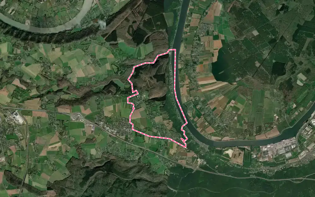 Vue satellite de Caumont avec ses contours administratifs