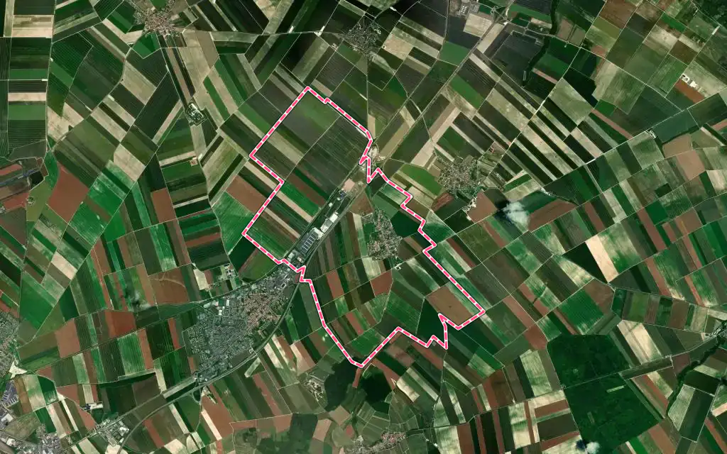 Vue satellite de Caurel avec ses contours administratifs