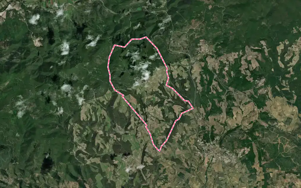 Vue satellite de Caussiniojouls avec ses contours administratifs