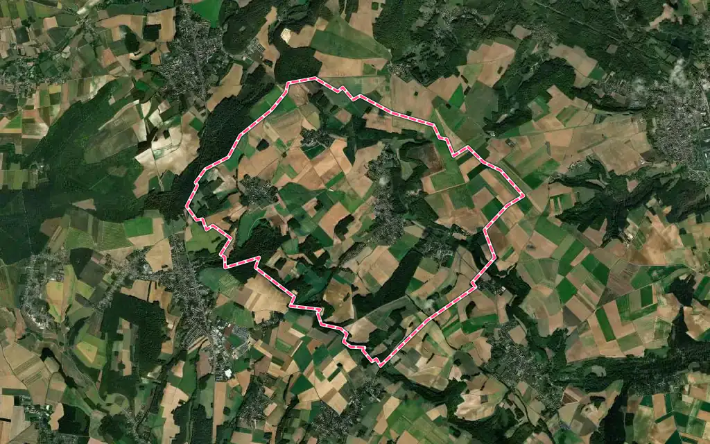 Vue satellite de Cauvigny avec ses contours administratifs