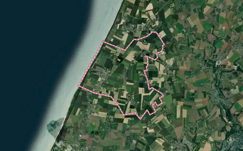 Vue satellite de Cauville-sur-Mer avec ses contours administratifs