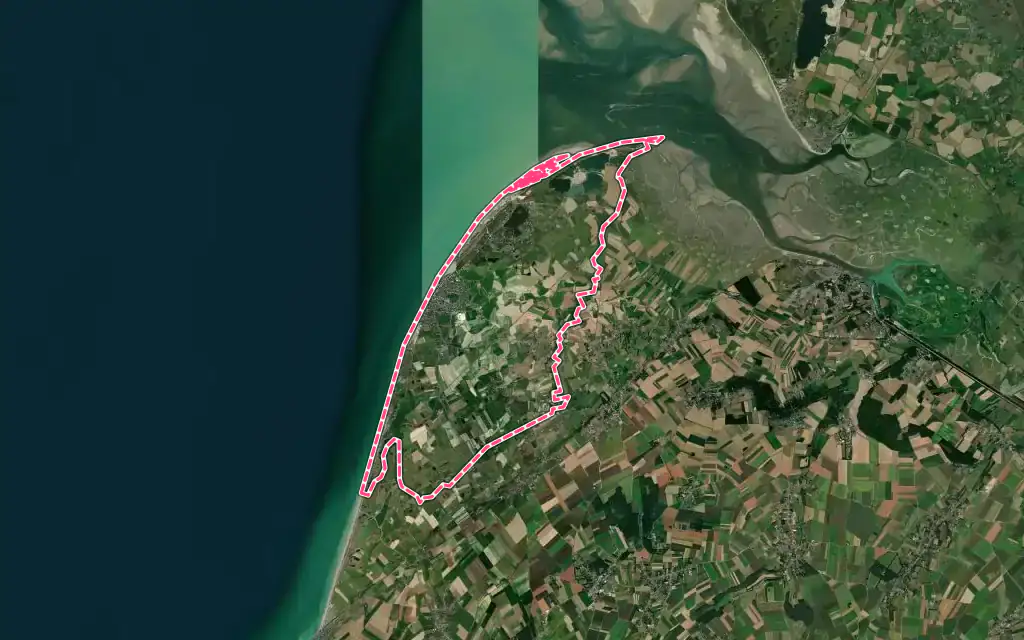 Vue satellite de Cayeux-sur-Mer avec ses contours administratifs