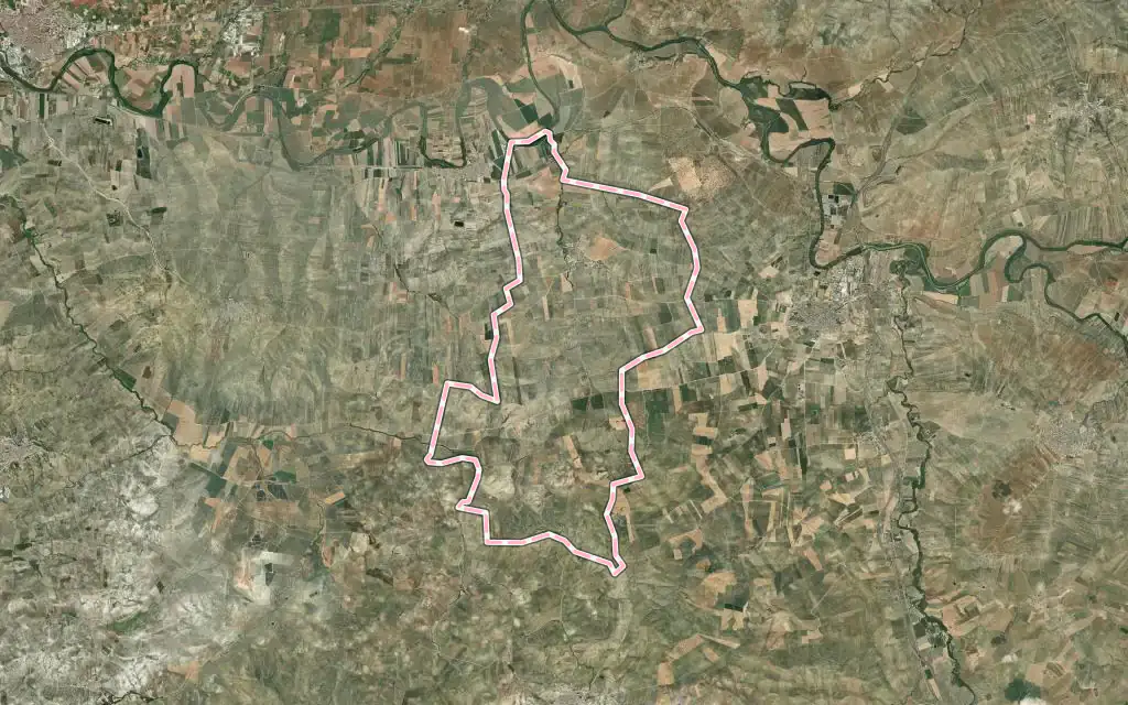 Vista satélite de Cazalilla con su contorno administrativo