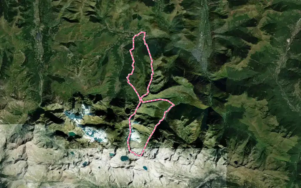 Vue satellite de Cazeaux-de-Larboust avec ses contours administratifs