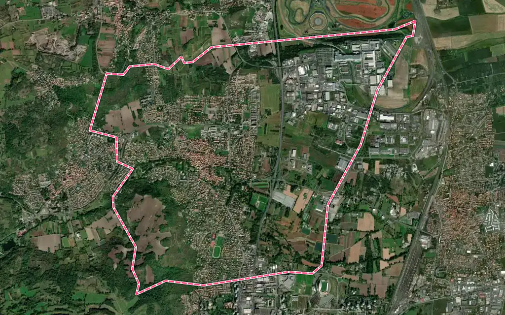 Vue satellite de Cébazat avec ses contours administratifs