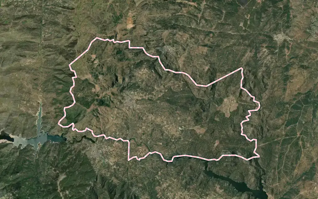 Vista satélite de Cebreros con su contorno administrativo