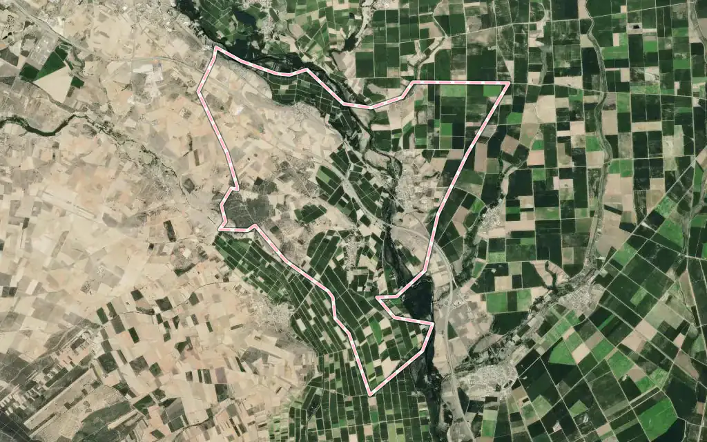 Vista satélite de Cebrones del Río con su contorno administrativo