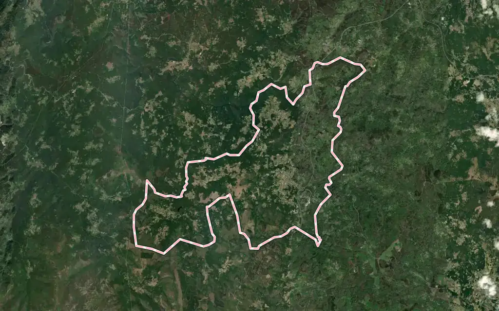 Vista satélite de Celanova con su contorno administrativo