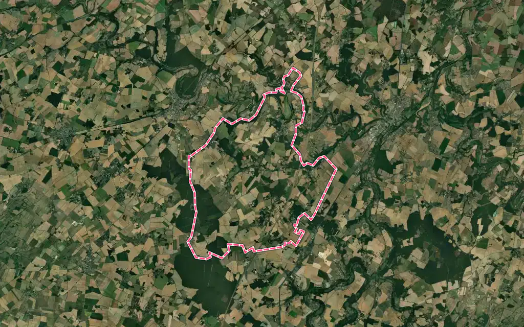 Vue satellite de Celle-Lévescault avec ses contours administratifs