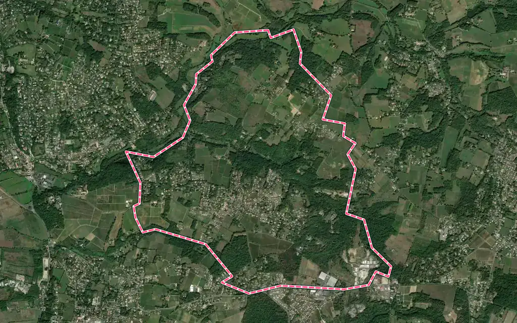 Vue satellite de Cénac avec ses contours administratifs