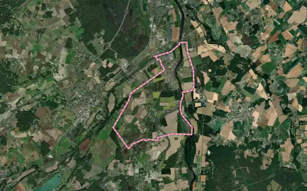 Vue satellite de Cenon-sur-Vienne avec ses contours administratifs