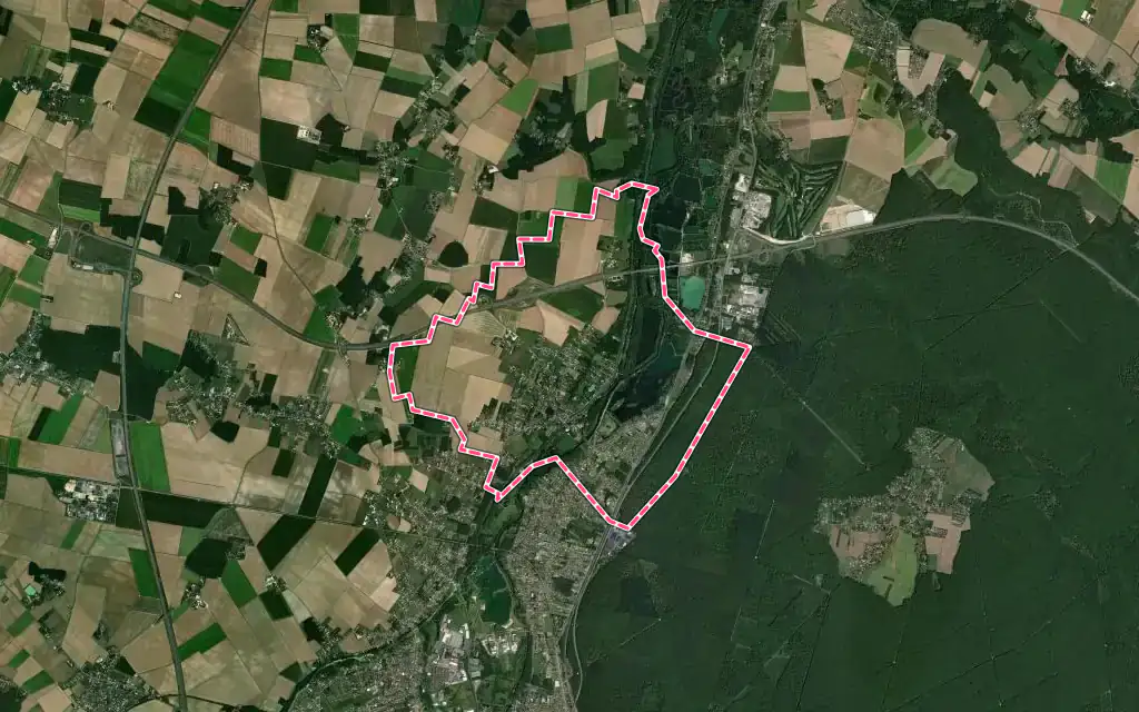 Vue satellite de Cepoy avec ses contours administratifs
