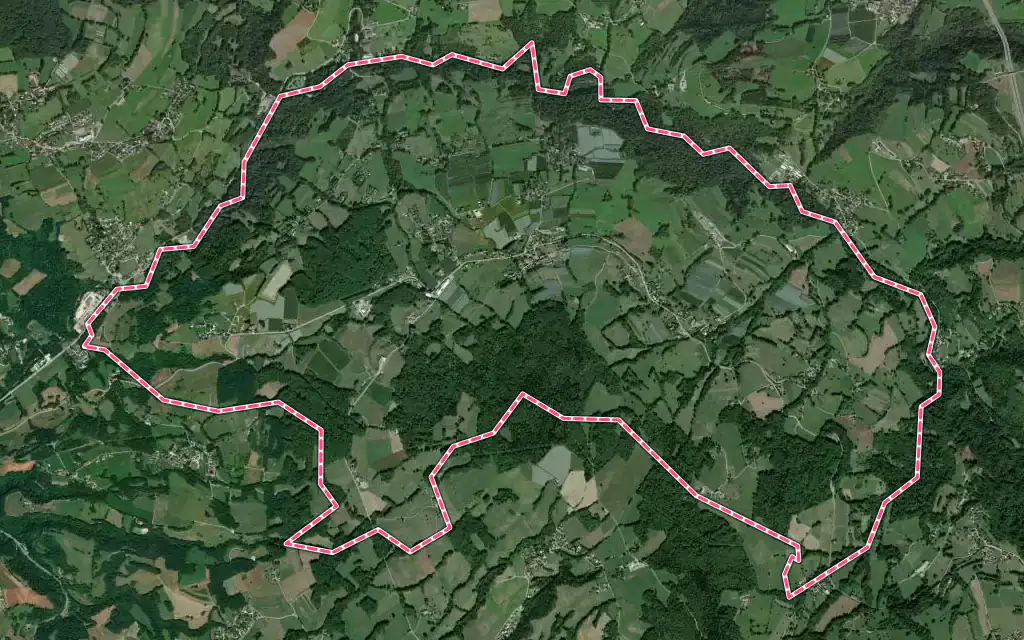 Vue satellite de Cercier avec ses contours administratifs