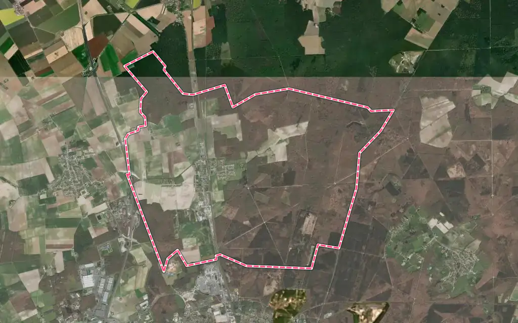 Vue satellite de Cercottes avec ses contours administratifs