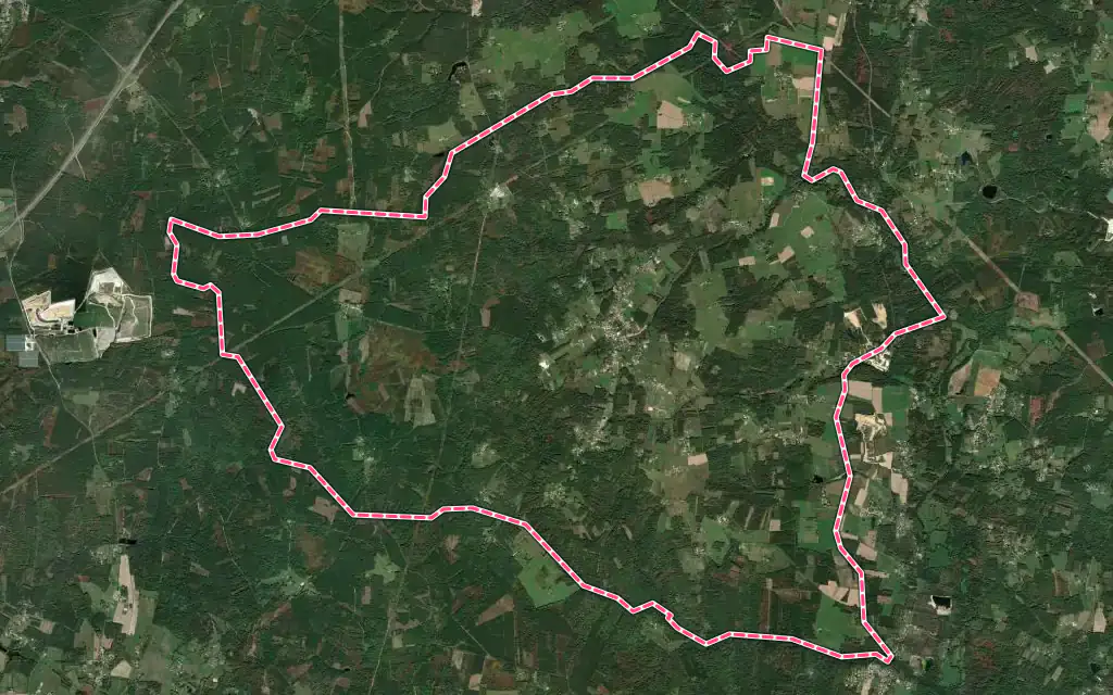 Vue satellite de Cercoux avec ses contours administratifs