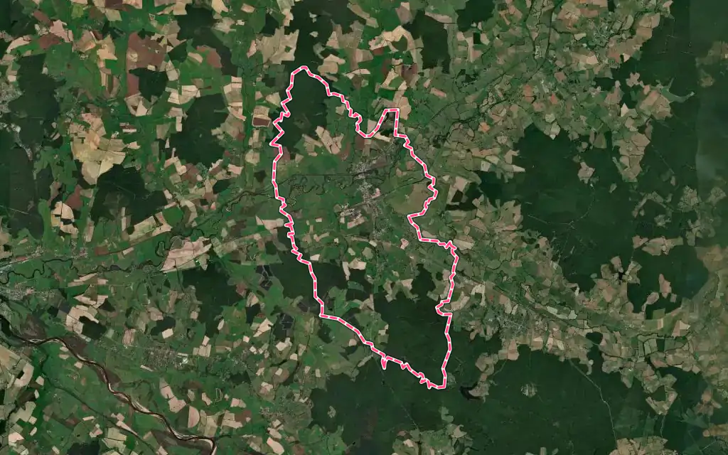 Vue satellite de Cercy-la-Tour avec ses contours administratifs
