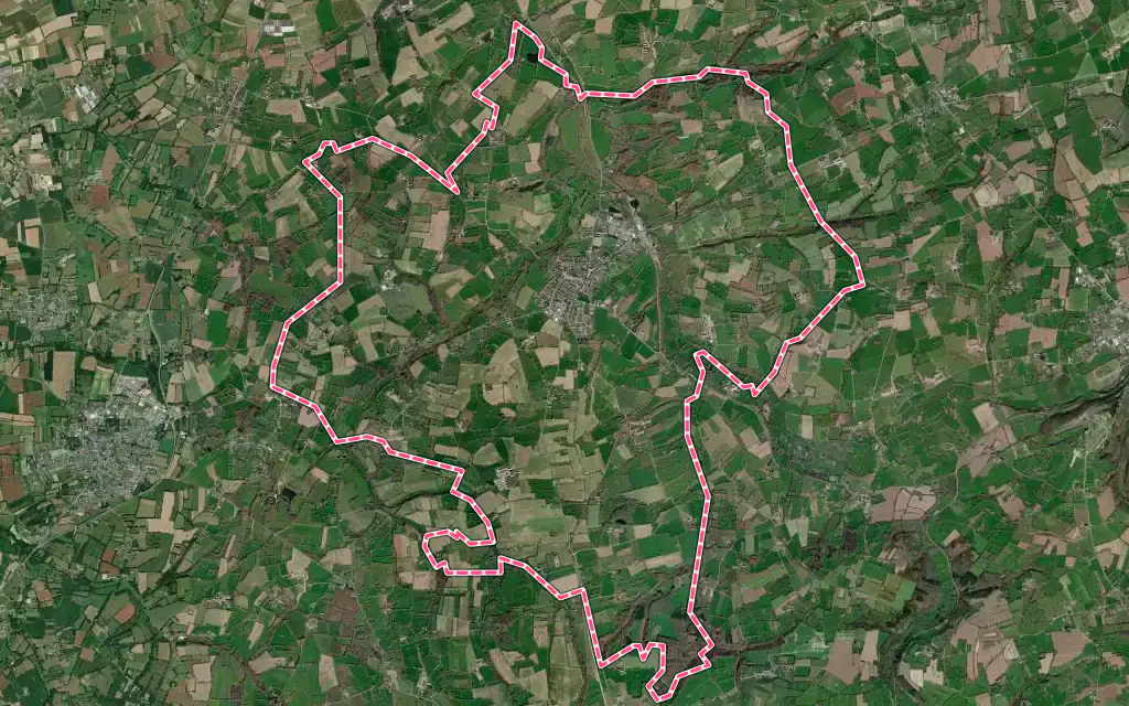 Vue satellite de Cérences avec ses contours administratifs