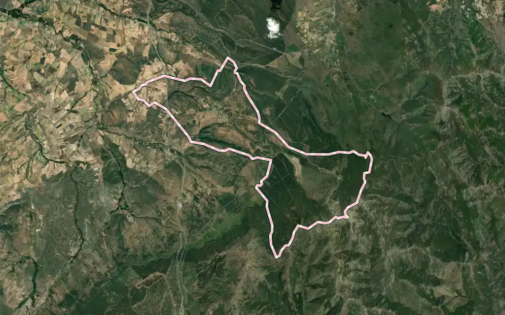 Vista satélite de Cerezo de Arriba con su contorno administrativo
