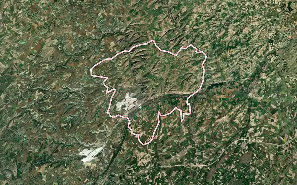 Vista satélite de Cerezo de Río Tirón con su contorno administrativo