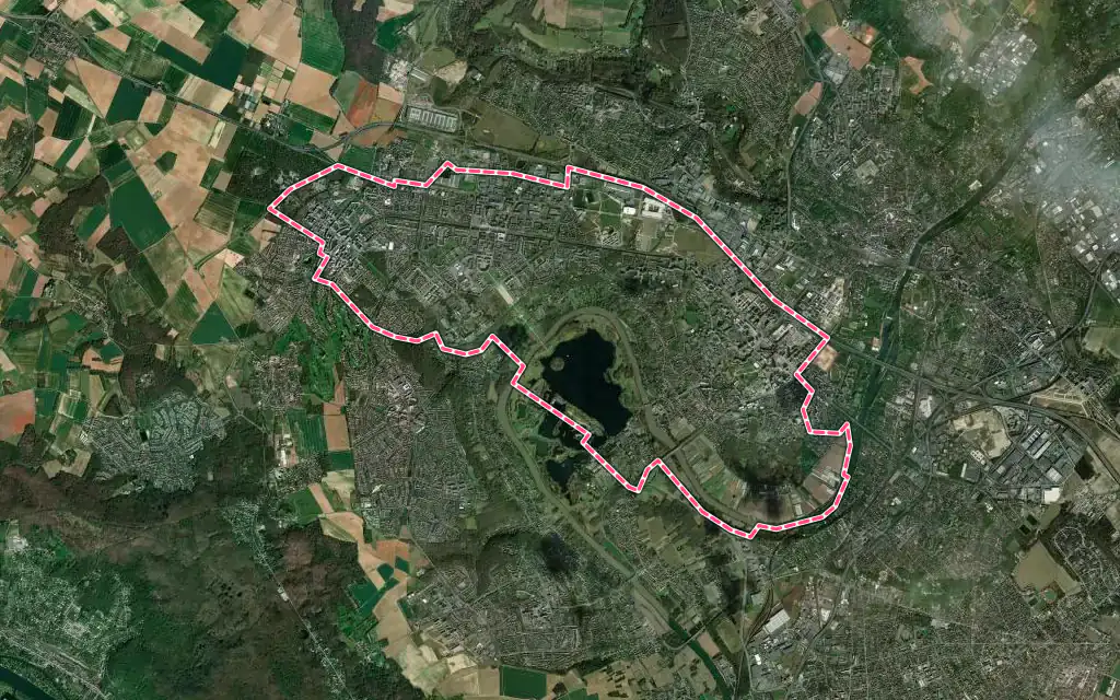 Vue satellite de Cergy avec ses contours administratifs