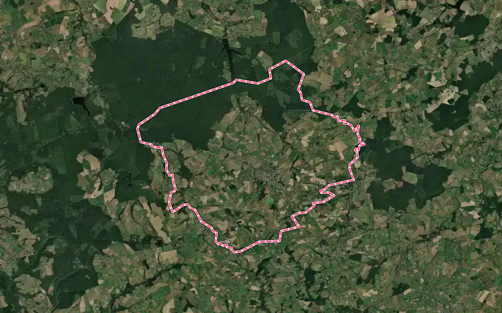Vue satellite de Cérilly avec ses contours administratifs
