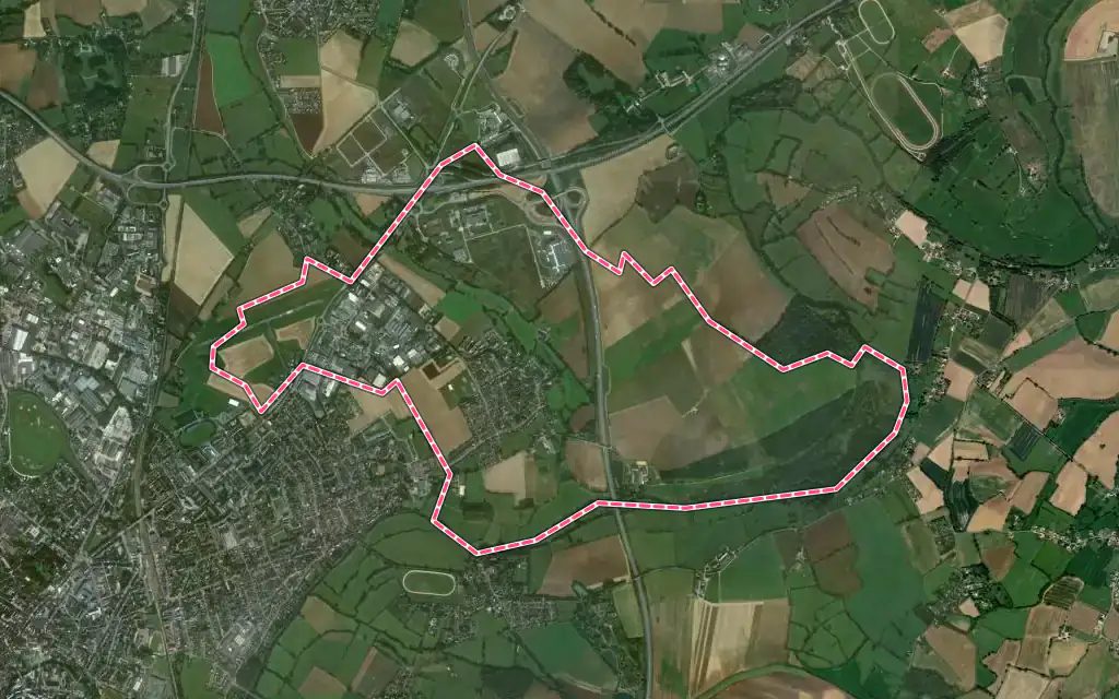 Vue satellite de Cerisé avec ses contours administratifs