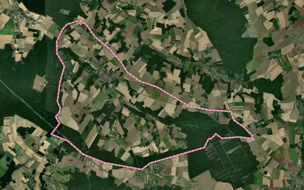 Vue satellite de Cerisiers avec ses contours administratifs