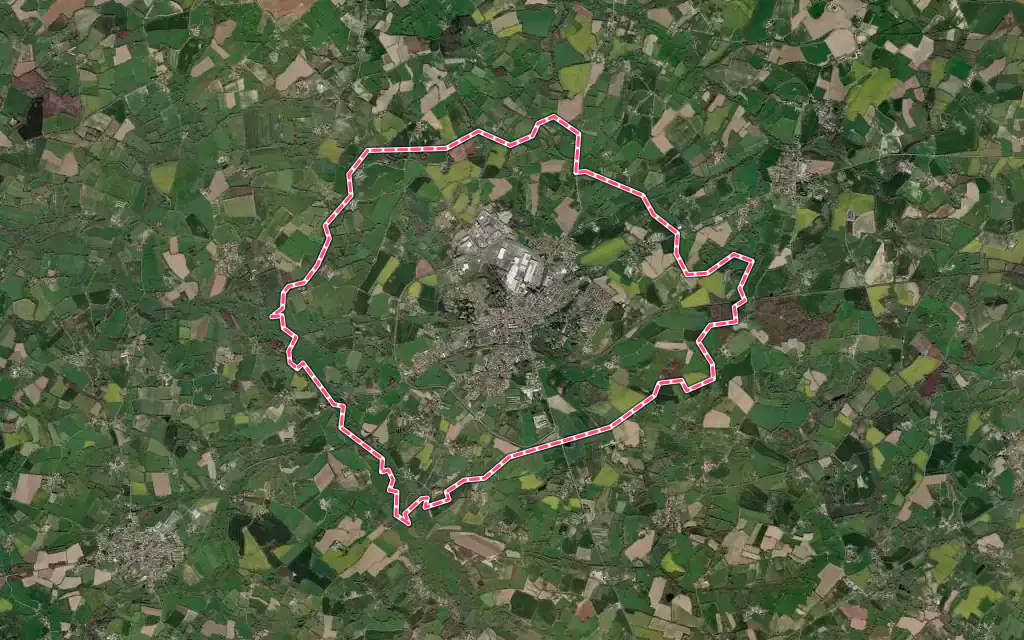 Vue satellite de Cerizay avec ses contours administratifs
