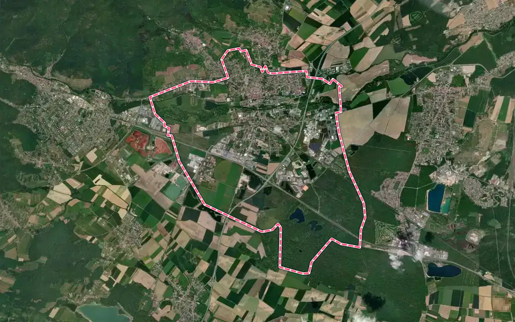 Vue satellite de Cernay avec ses contours administratifs