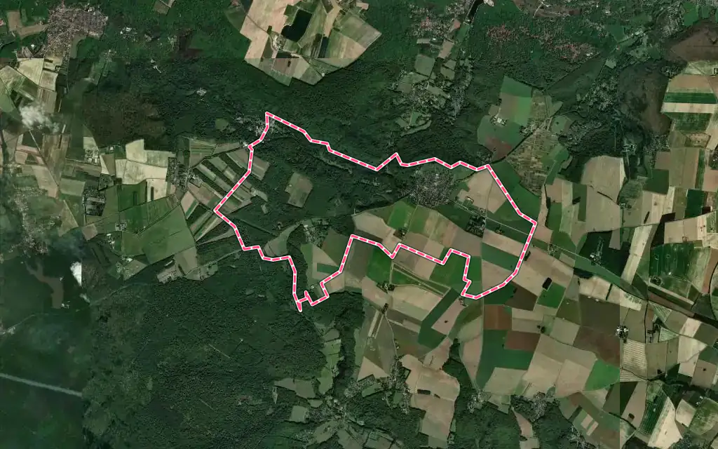 Vue satellite de Cernay-la-Ville avec ses contours administratifs