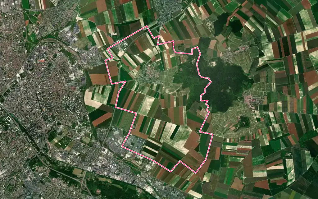 Vue satellite de Cernay-lès-Reims avec ses contours administratifs