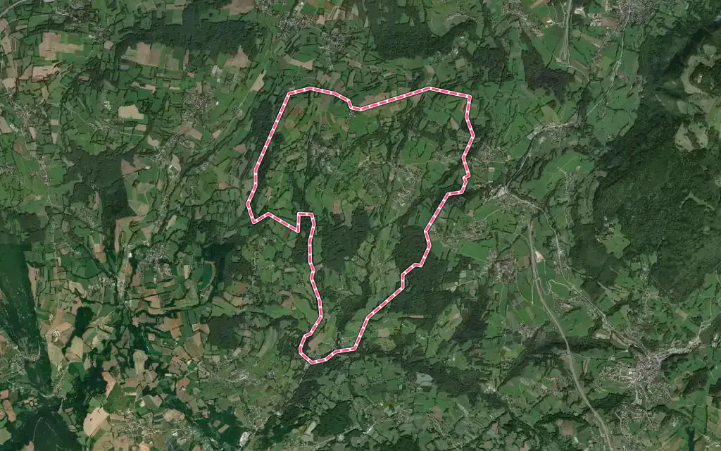 Vue satellite de Cernex avec ses contours administratifs