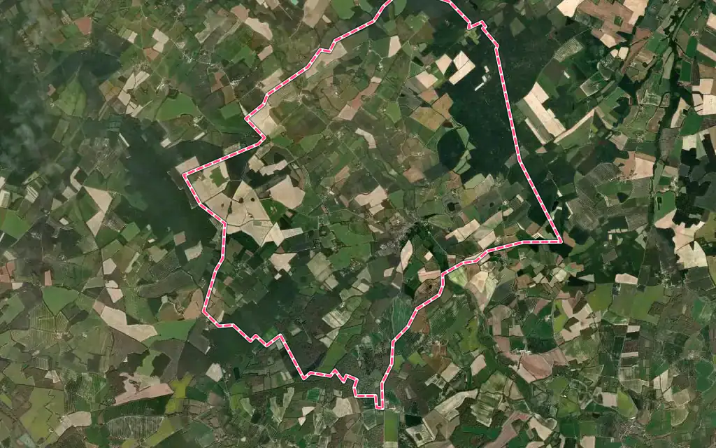 Vue satellite de Cernoy-en-Berry avec ses contours administratifs