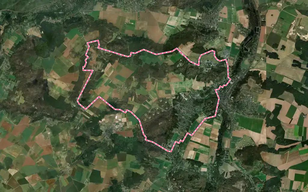 Vue satellite de Cerny avec ses contours administratifs