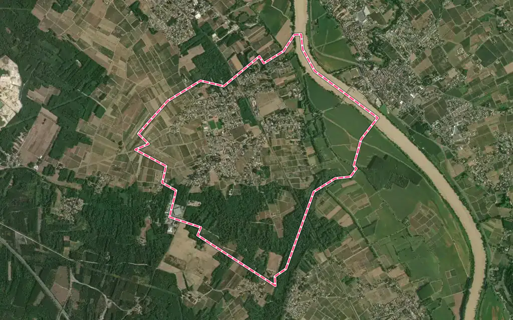 Vue satellite de Cérons avec ses contours administratifs