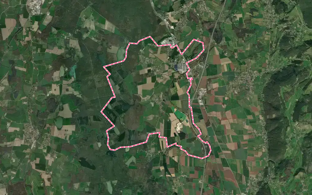 Vue satellite de Certines avec ses contours administratifs