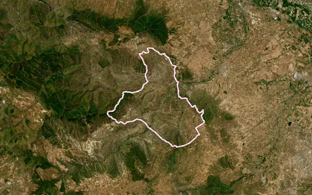 Vista satélite de Cervera del Río Alhama con su contorno administrativo