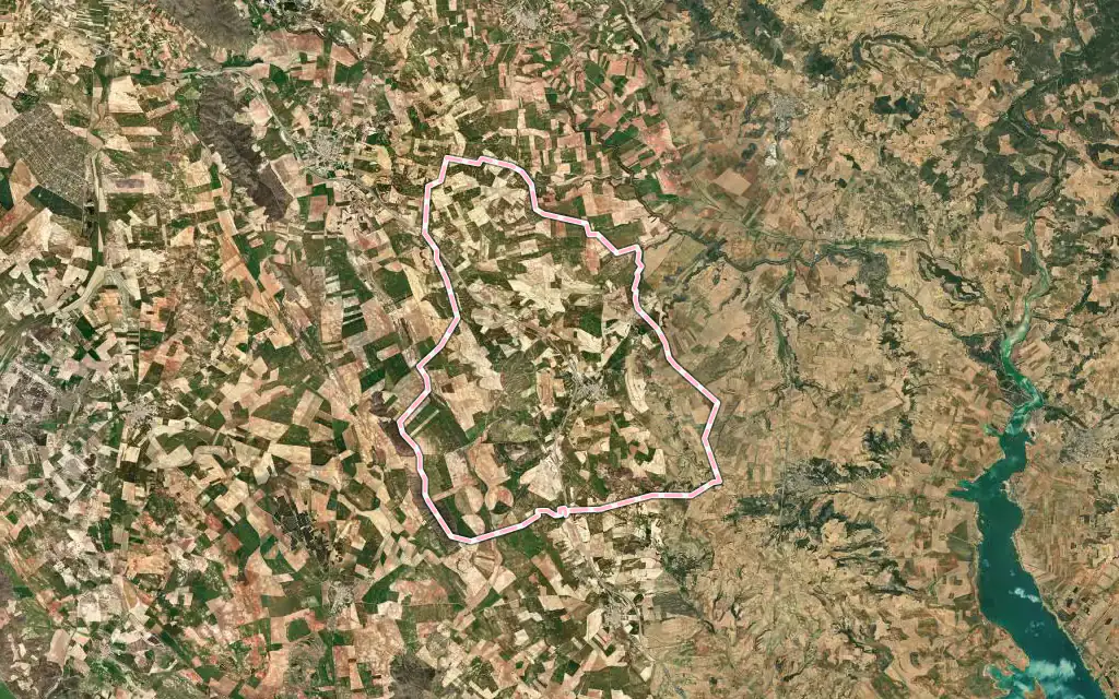 Vista satélite de Cervera del Llano con su contorno administrativo