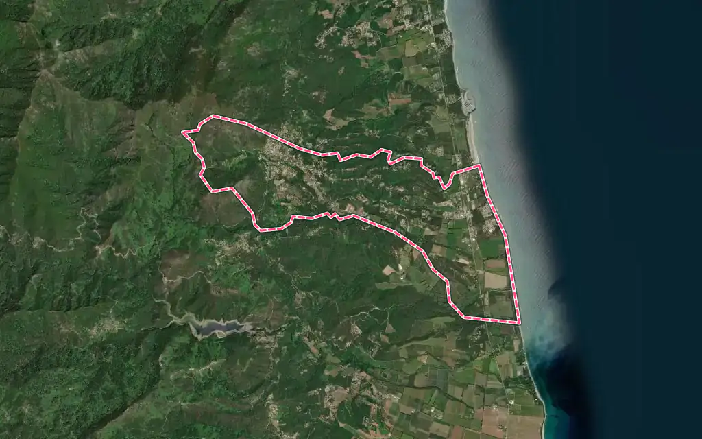 Vue satellite de Cervione avec ses contours administratifs