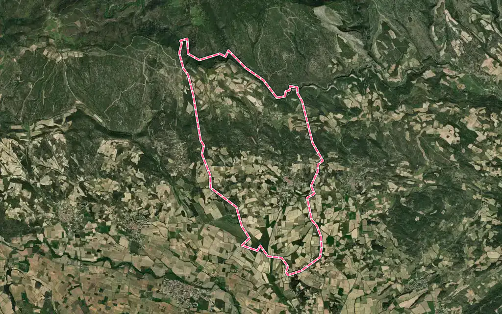 Vue satellite de Cesseras avec ses contours administratifs