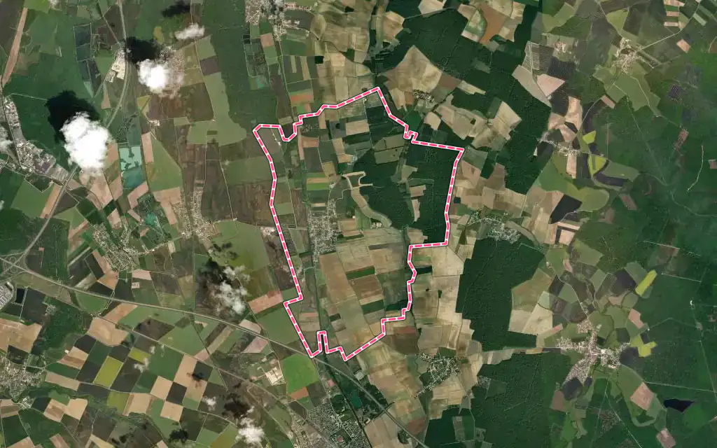 Vue satellite de Cessey-sur-Tille avec ses contours administratifs