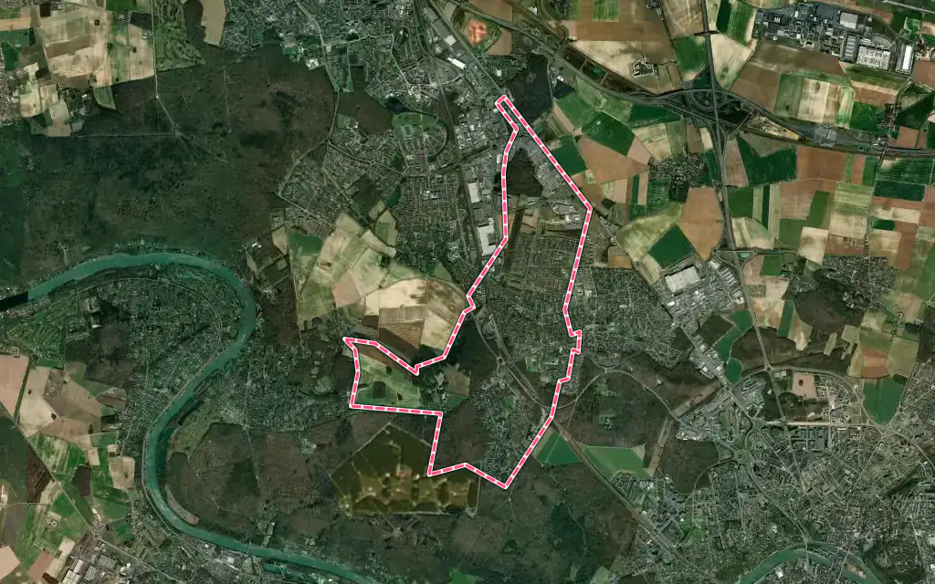 Vue satellite de Cesson avec ses contours administratifs