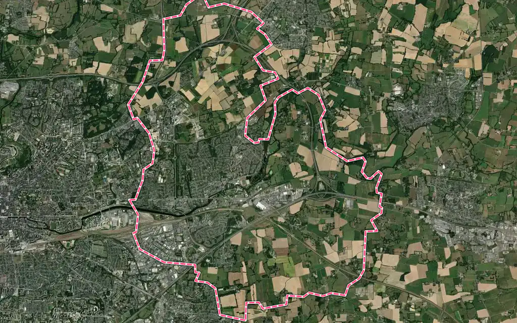 Vue satellite de Cesson-Sévigné avec ses contours administratifs