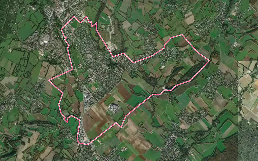 Vue satellite de Cessy avec ses contours administratifs
